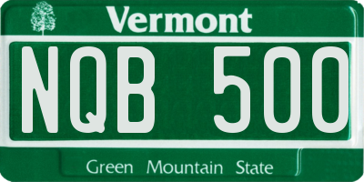 VT license plate NQB500