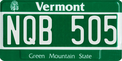 VT license plate NQB505