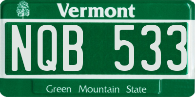 VT license plate NQB533