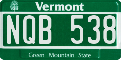 VT license plate NQB538