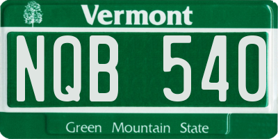 VT license plate NQB540