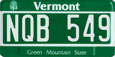 VT license plate NQB549