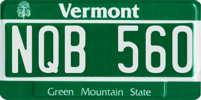 VT license plate NQB560