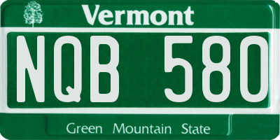 VT license plate NQB580