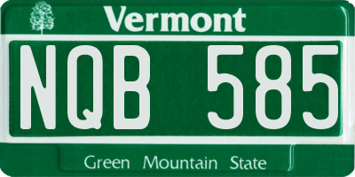 VT license plate NQB585