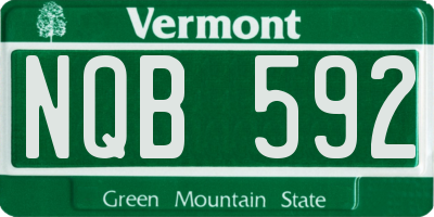 VT license plate NQB592
