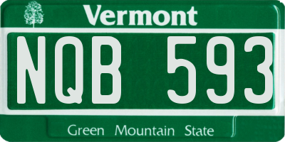VT license plate NQB593