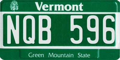 VT license plate NQB596