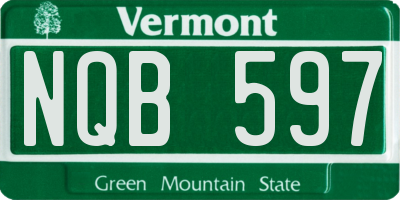 VT license plate NQB597