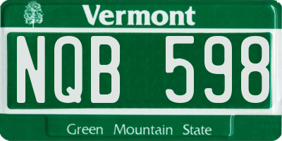 VT license plate NQB598