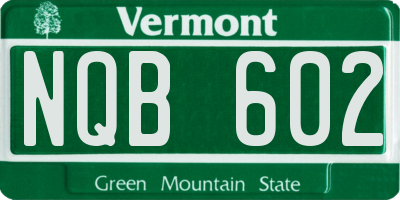 VT license plate NQB602