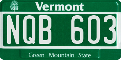 VT license plate NQB603