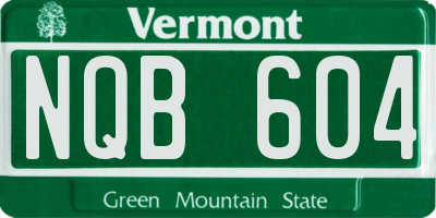 VT license plate NQB604