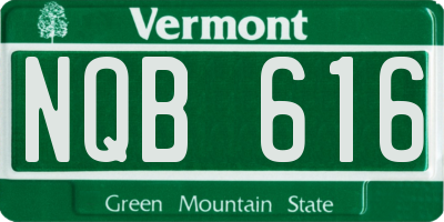 VT license plate NQB616