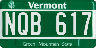 VT license plate NQB617