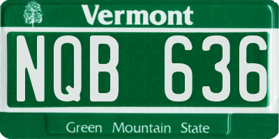 VT license plate NQB636