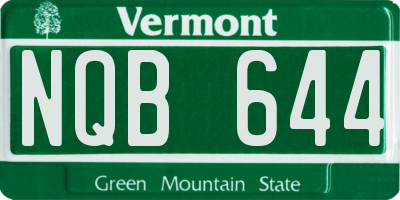 VT license plate NQB644