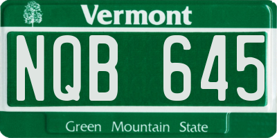 VT license plate NQB645