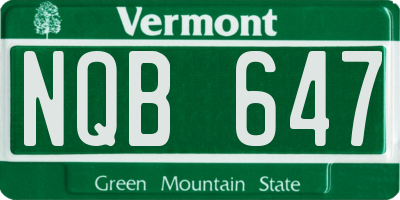 VT license plate NQB647