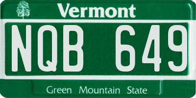 VT license plate NQB649