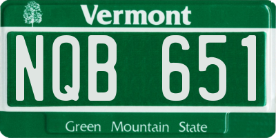VT license plate NQB651