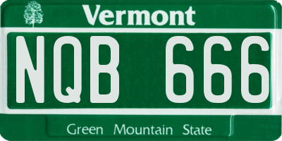 VT license plate NQB666
