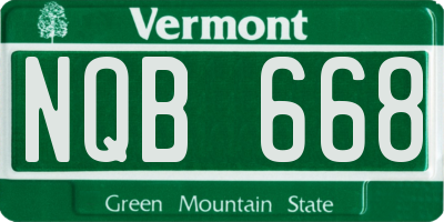 VT license plate NQB668