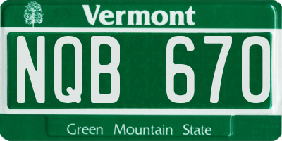 VT license plate NQB670