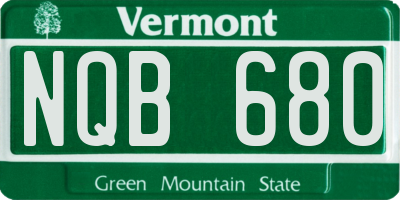 VT license plate NQB680