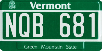 VT license plate NQB681