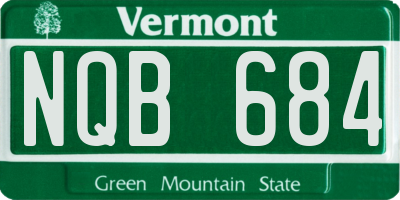 VT license plate NQB684