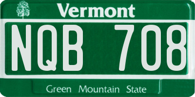 VT license plate NQB708