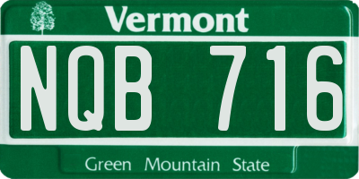 VT license plate NQB716