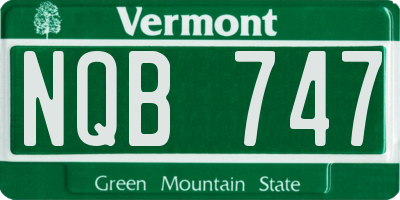 VT license plate NQB747