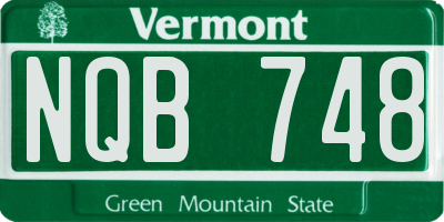 VT license plate NQB748