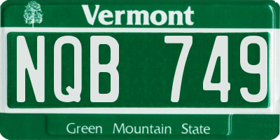 VT license plate NQB749