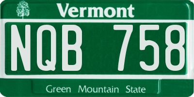 VT license plate NQB758