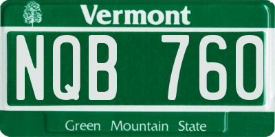 VT license plate NQB760