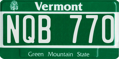 VT license plate NQB770