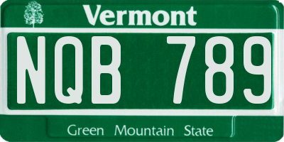 VT license plate NQB789
