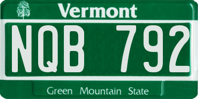 VT license plate NQB792