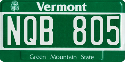 VT license plate NQB805