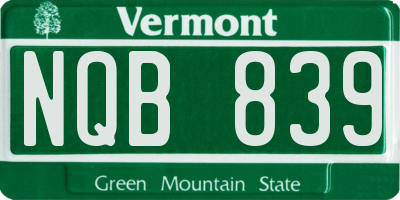 VT license plate NQB839