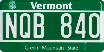 VT license plate NQB840