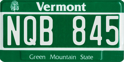 VT license plate NQB845