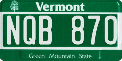 VT license plate NQB870
