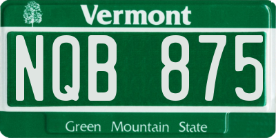 VT license plate NQB875