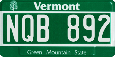VT license plate NQB892