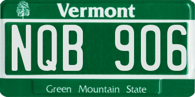 VT license plate NQB906