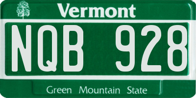 VT license plate NQB928